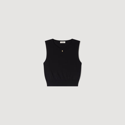 Timeo Sleeveless Short Knit Jumper BLACK