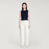 Dan Cropped Stripy Wool-Cashmere Jumper Navy Blue