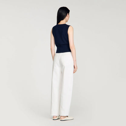 Dan Cropped Stripy Wool-Cashmere Jumper Navy Blue