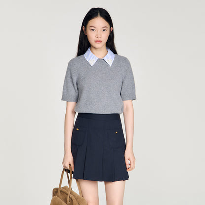 Theo Detachable Collar Wool Jumper Grey