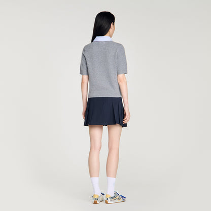 Theo Detachable Collar Wool Jumper Grey