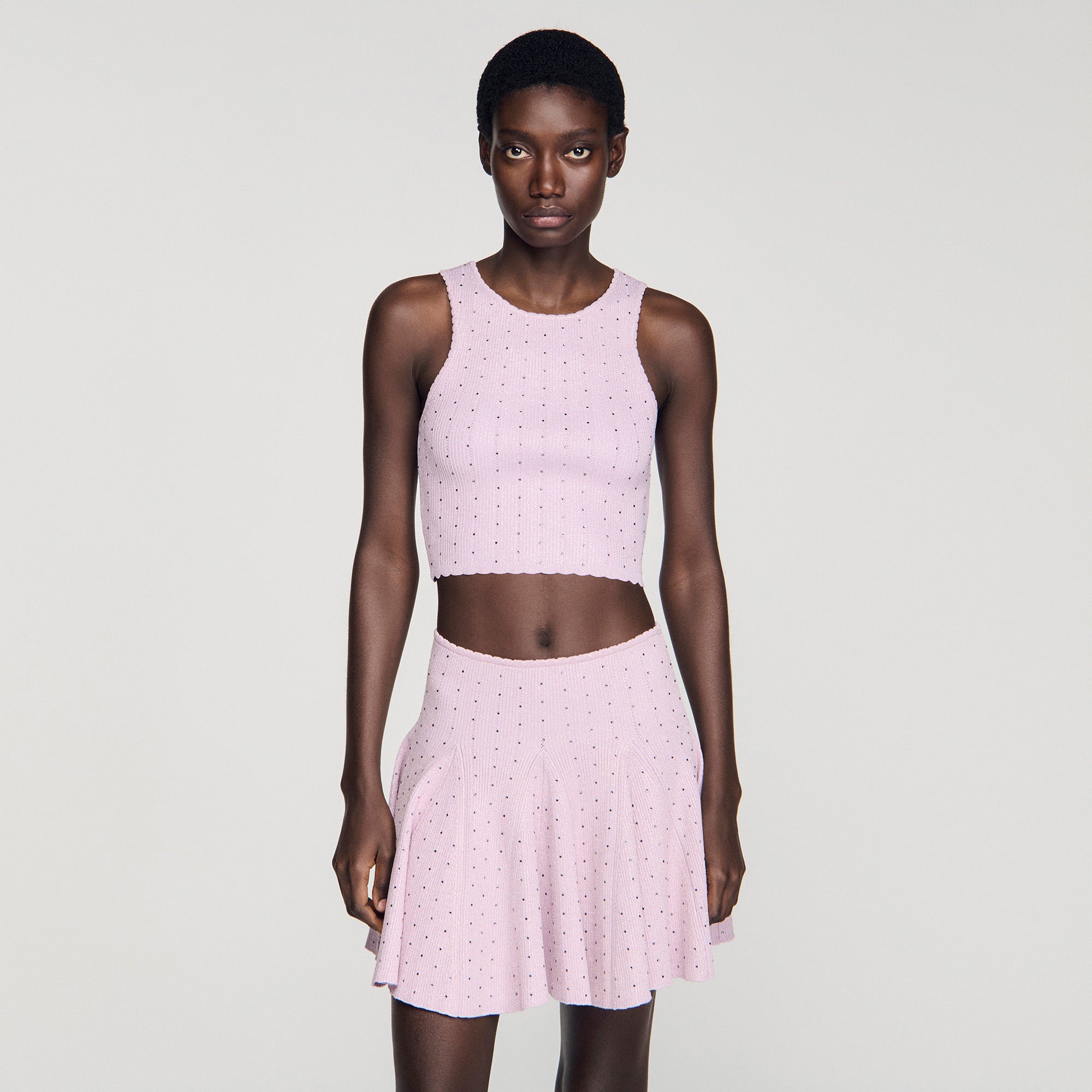 Tia Rhinestone Knit Crop Jumper Mauve