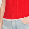 Filipo Knit And Lace Top RED