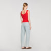 Filipo Knit And Lace Top RED