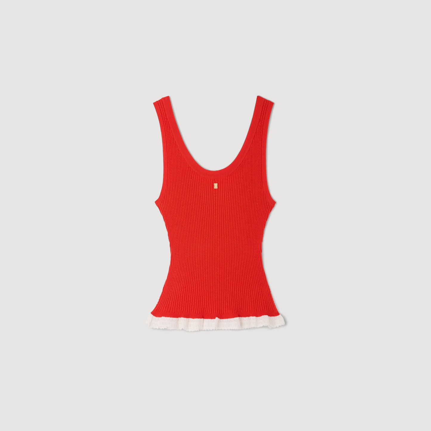 Filipo Knit And Lace Top RED