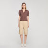 Driss Striped V-Neck Polo Jumper Brown