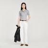 Lessio Pointelle Polo-Neck Wool Jumper Grey