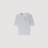 Lessio Pointelle Polo-Neck Wool Jumper Grey