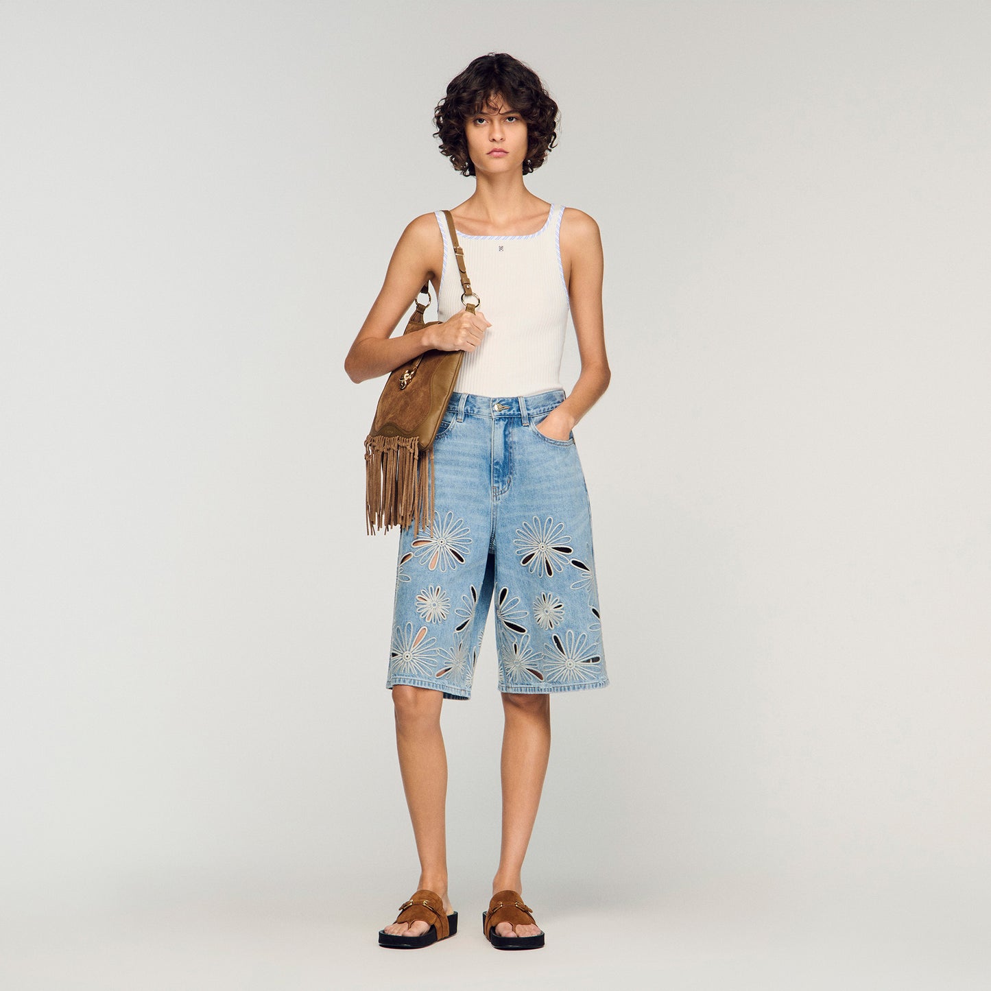 Ribbed Vest Top Ecru