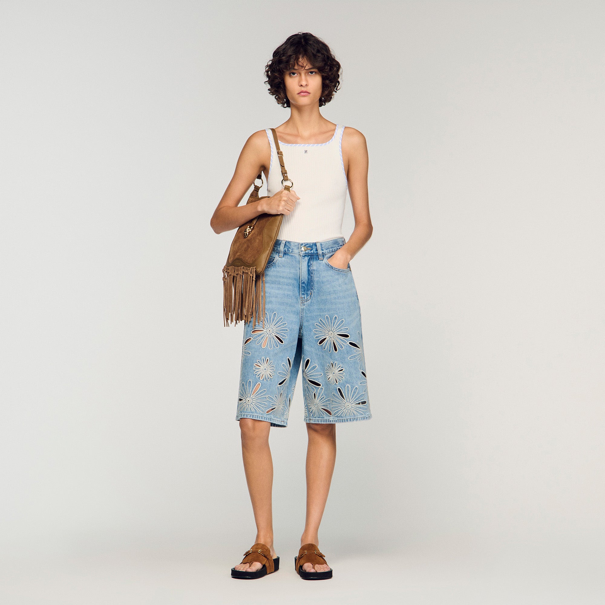 Ribbed Vest Top Ecru