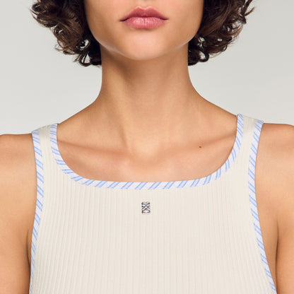 Ribbed Vest Top Ecru