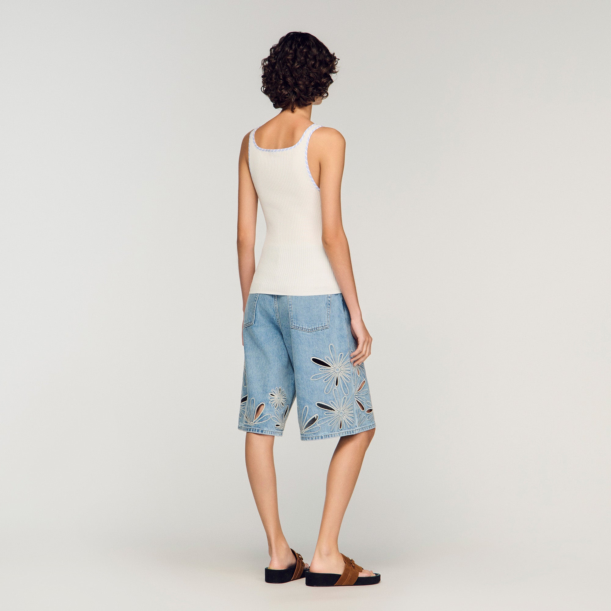Ribbed Vest Top Ecru