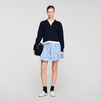 Doryan Metal Button Layered Collar Jumper Navy Blue