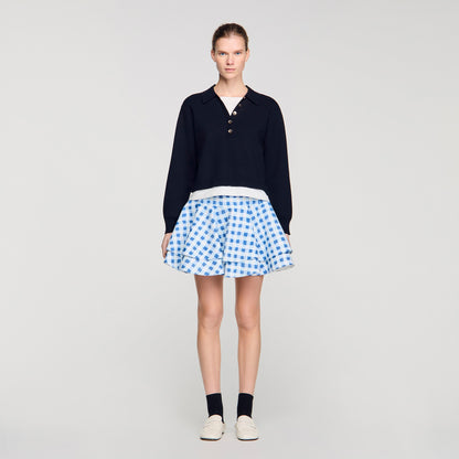Doryan Metal Button Layered Collar Jumper Navy Blue