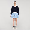Doryan Metal Button Layered Collar Jumper Navy Blue