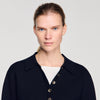 Doryan Metal Button Layered Collar Jumper Navy Blue