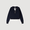 Doryan Metal Button Layered Collar Jumper Navy Blue