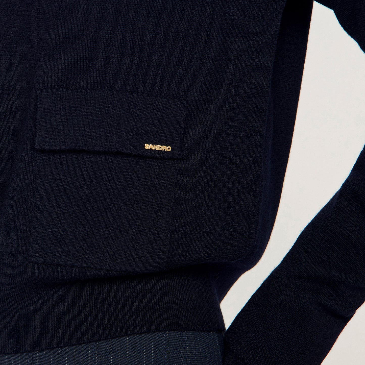 Malroy V-Neck Wool Jumper Navy Blue