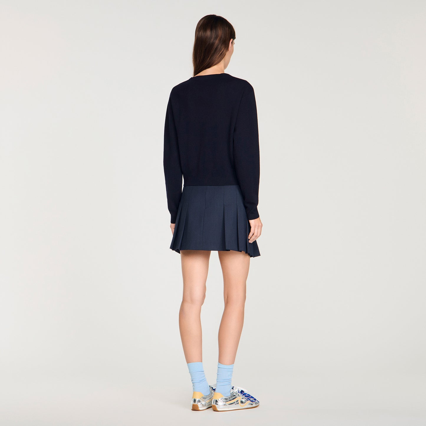 Malroy V-Neck Wool Jumper Navy Blue