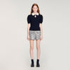 Madine Pearl Collar Cable Knit Jumper Black