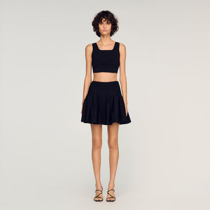 Deborah Cropped Decorative Knit Jumper Black
