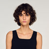 Deborah Cropped Decorative Knit Jumper Black