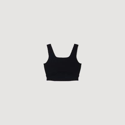 Deborah Cropped Decorative Knit Jumper Black