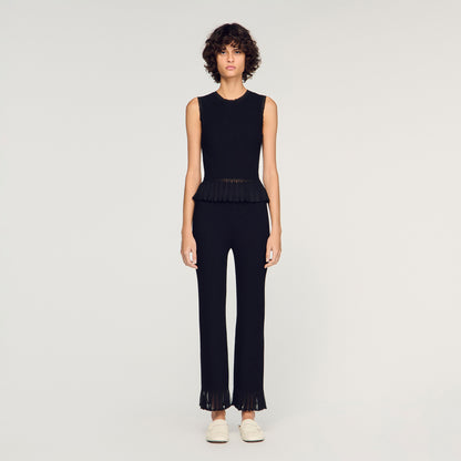 Telora Ruffled Ottoman Knit Jumper Black