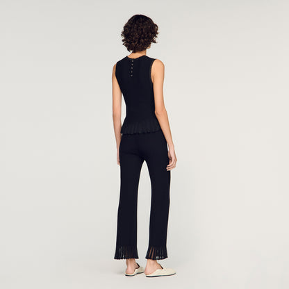 Telora Ruffled Ottoman Knit Jumper Black