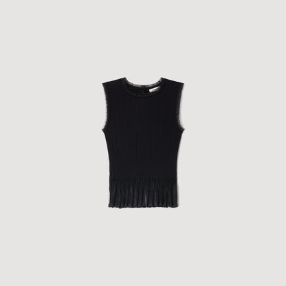 Telora Ruffled Ottoman Knit Jumper Black