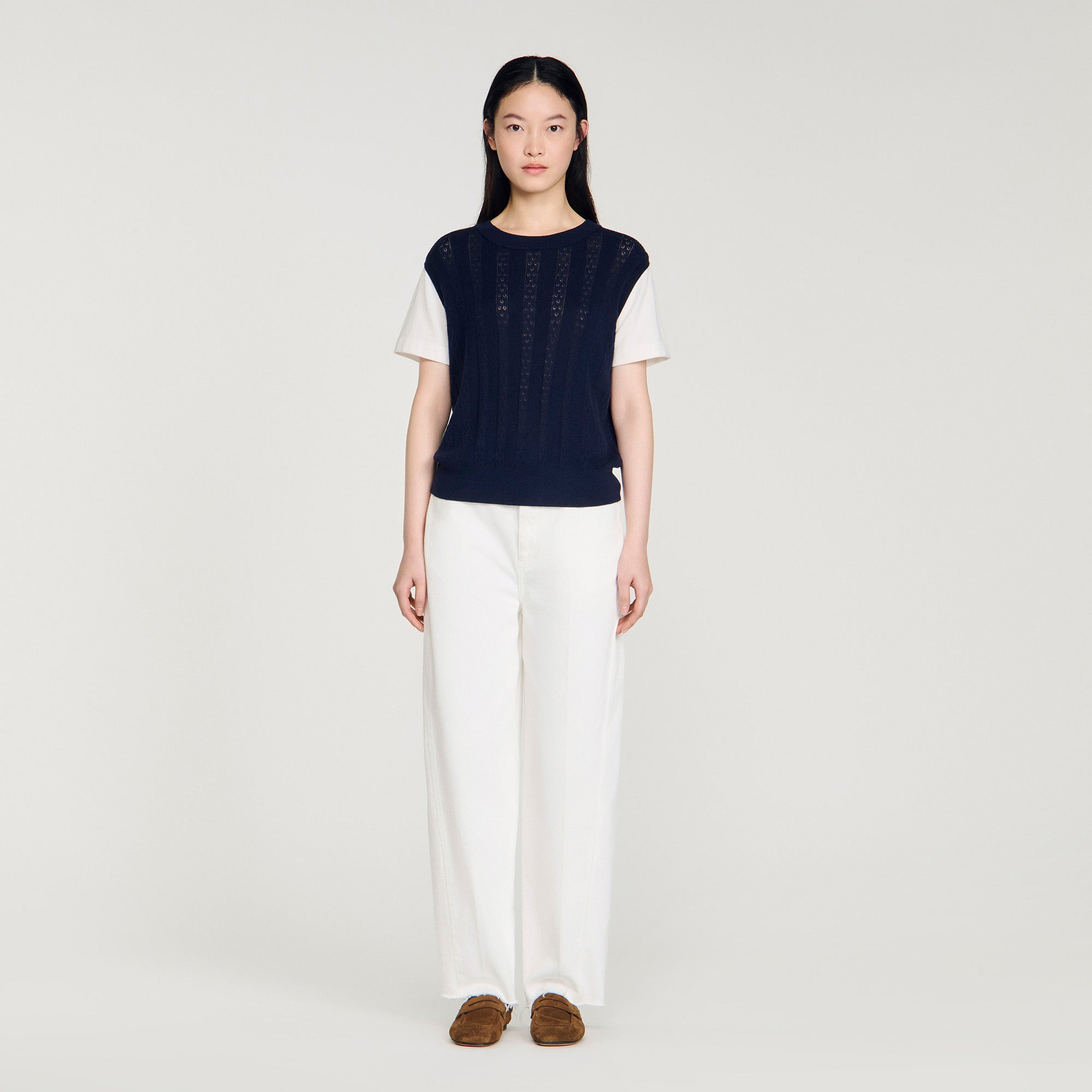 Artemia Pointelle Knit Jumper NAVY BLUE