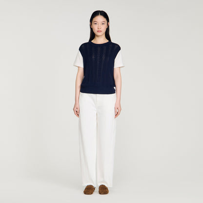 Artemia Pointelle Knit Jumper NAVY BLUE