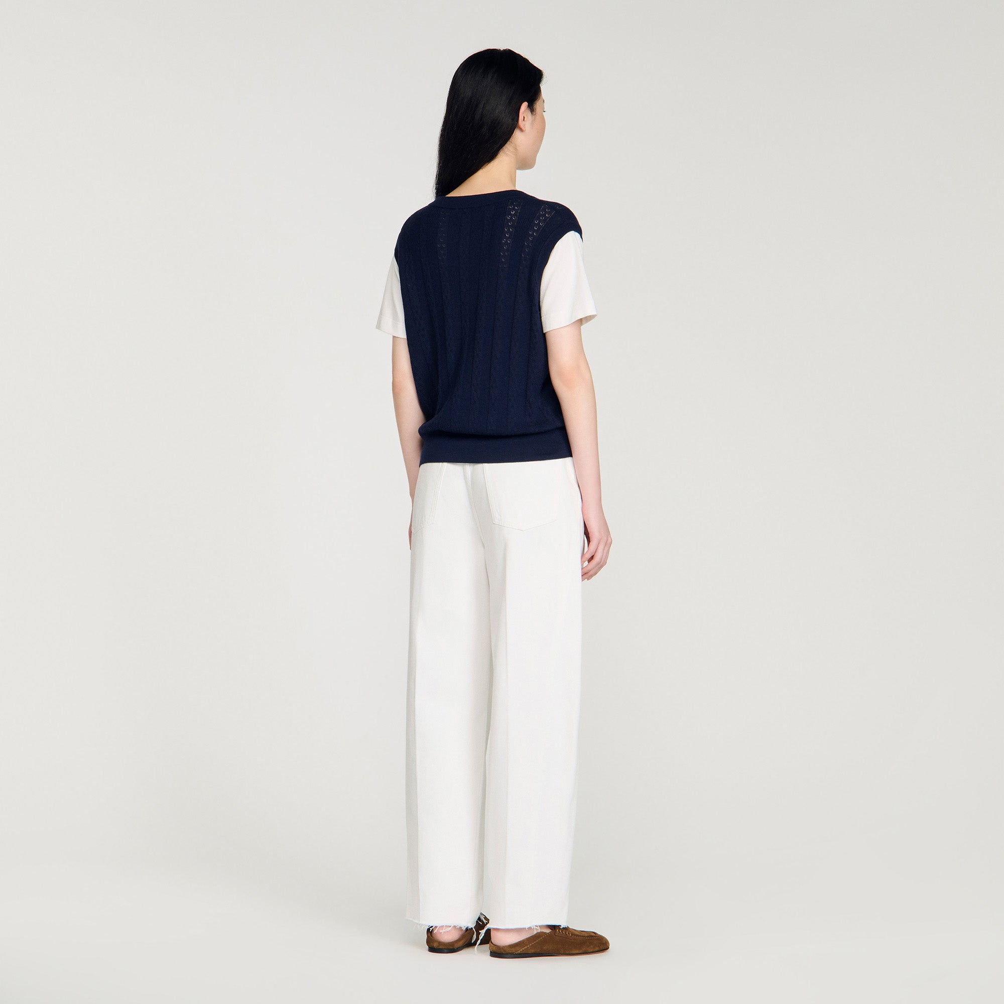 Artemia Pointelle Knit Jumper NAVY BLUE