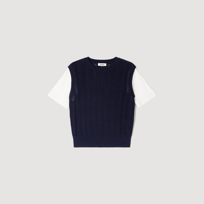 Artemia Pointelle Knit Jumper NAVY BLUE