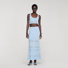 Andre Pointelle Knit Crop Top Sky Blue