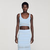 Andre Pointelle Knit Crop Top Sky Blue