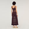 Andre Pointelle Knit Crop Top Brown