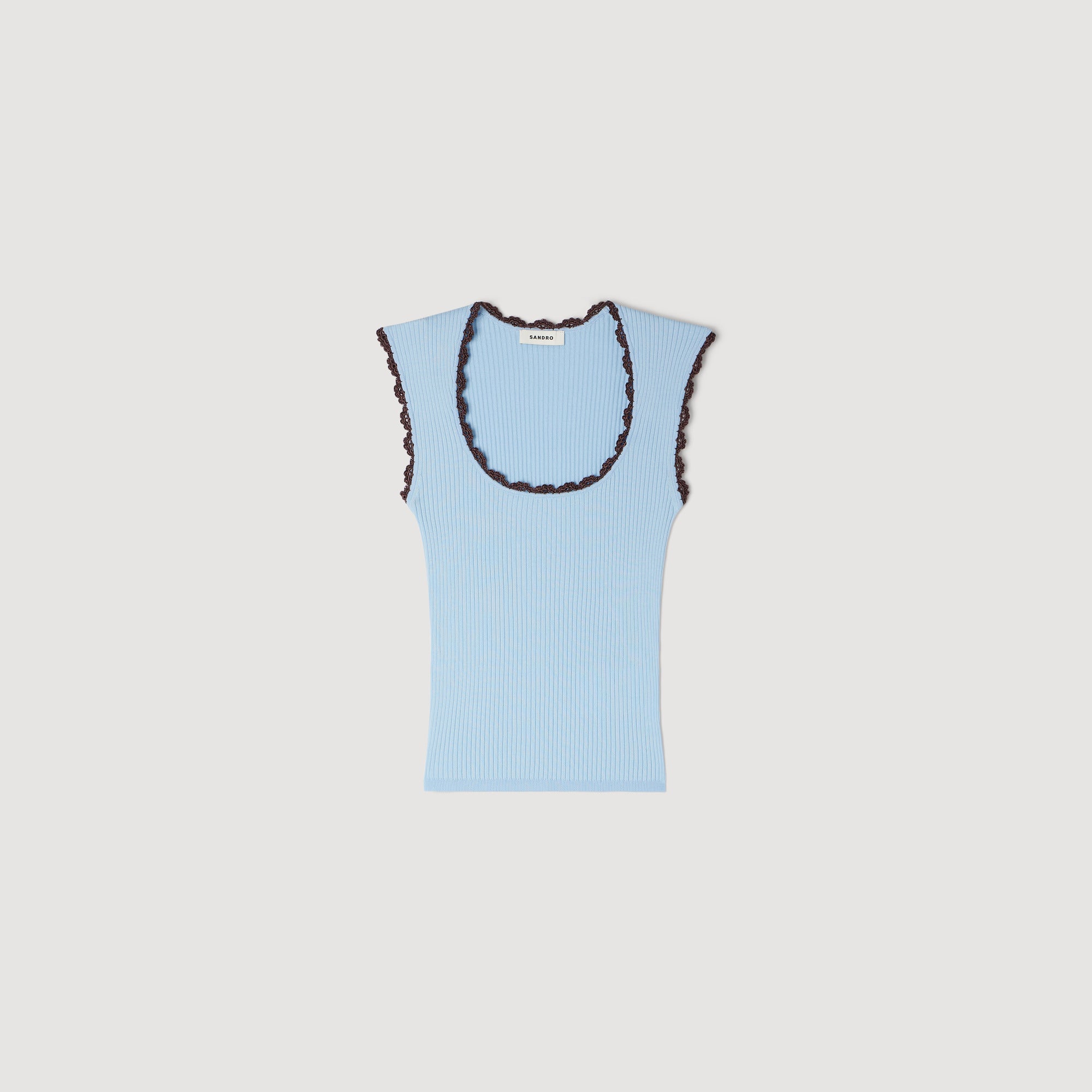 Belize Crochet Detail Knit Top Sky Blue