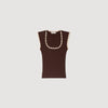 Belize Crochet Detail Knit Top Brown