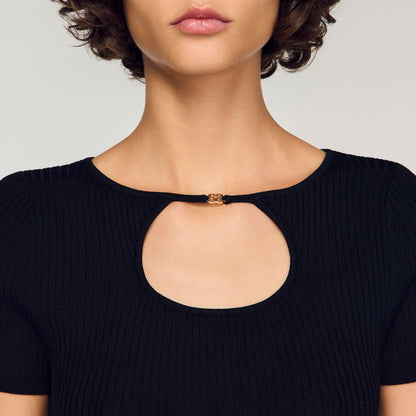 Nacre Openwork Collar Jumper Black