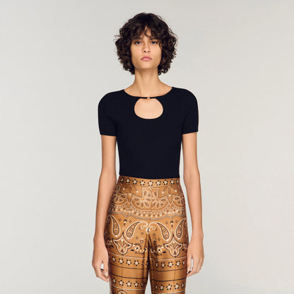 Nacre Openwork Collar Jumper Black