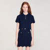 Campea Decorative Knit Polo-Neck Jumper Navy Blue