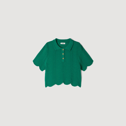 Campea Cropped Decorative Knit Jumper EMEURAUDE GREEN