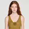 Milie Floral Pointelle Knit Jumper Olive
