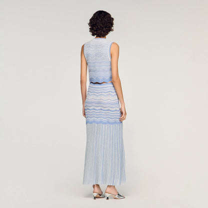 Davi Decorative Knit Crop Top Sky Blue
