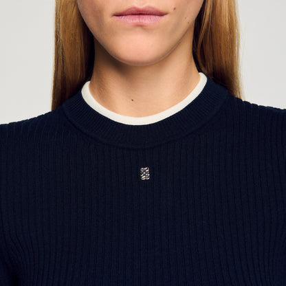 Gassin Layered Effect Wool Blend Jumper Navy Blue