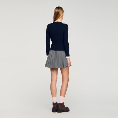 Gassin Layered Effect Wool Blend Jumper Navy Blue