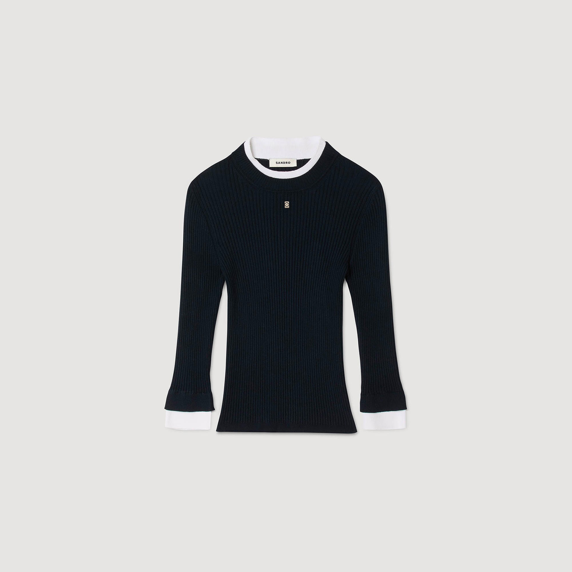 Gassin Layered Effect Wool Blend Jumper Navy Blue