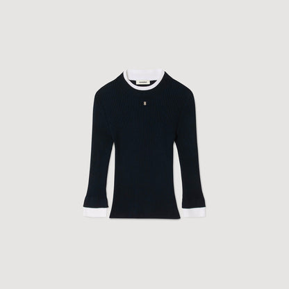 Gassin Layered Effect Wool Blend Jumper Navy Blue