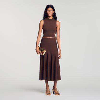 Giovi Cropped sheer effect jumper Brown